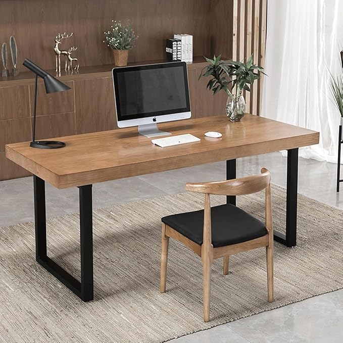 Solid Wood Dining Table Modern Minimalist Durable Stylish for Office and Home Flexible Use as Dining Table or Office Desk Perfect for Kitchen Dining Room Living Room(55*27.5*29.5)
