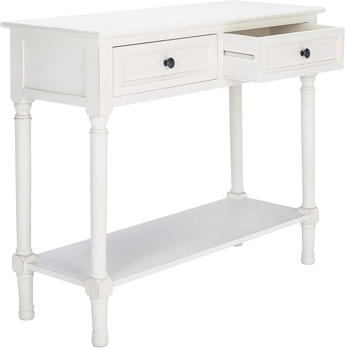 Safavieh Home Collection Tate Distressed White 2-Drawer Bottom Shelf Console Table