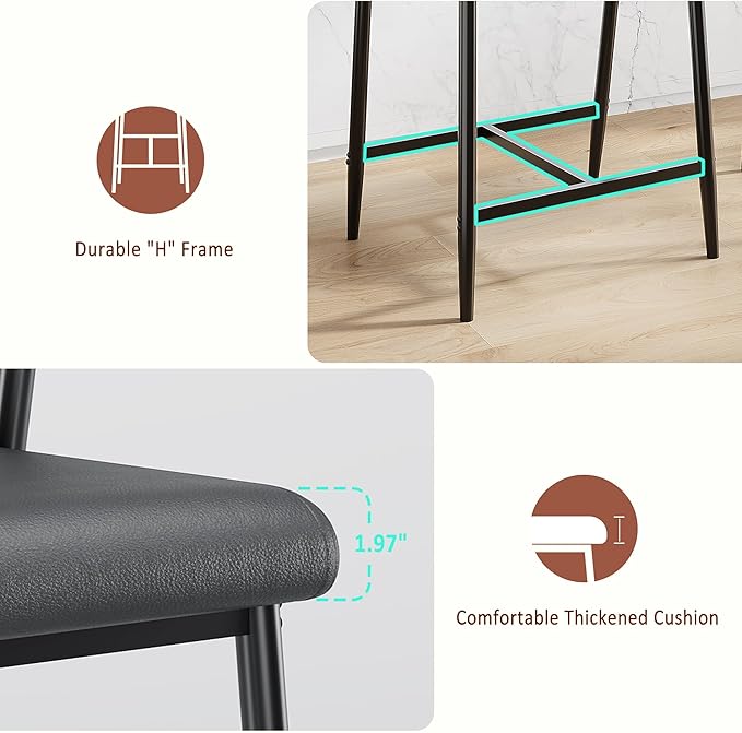GarveeHome Counter Height Bar Stools of 4 with Armrests, 4 Piece Counter Height Bar Stools Set with Wood Back, Upholstered Seat & Metal Footrest for Kitchen Islands, Counter Bars, Retro Black