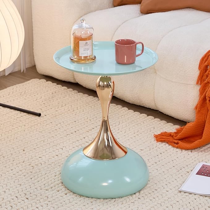 Stylish Hourglass Side Table - Contemporary Design for Living Rooms, Cafes, Dining Areas, Bedrooms, and Outdoor Spaces - Perfect Accent Piece for Any Decor (1, Light Green)