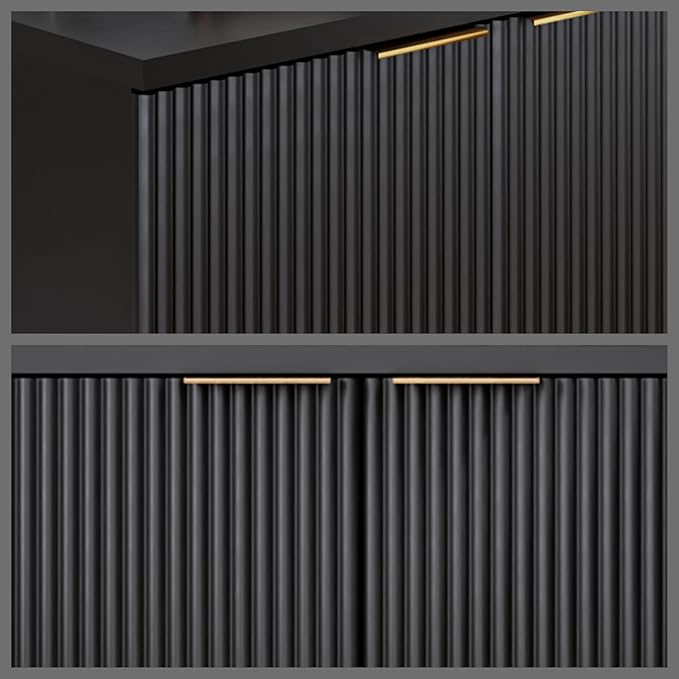 Buffet Cabinet, Sideboard Fluted Cabinet Modern Kitchen Buffet Storage Cabinets with Doors and Shelves, Wood Farmhouse Coffee Bar Station for Entryway & Dining Room & Living Room, Black
