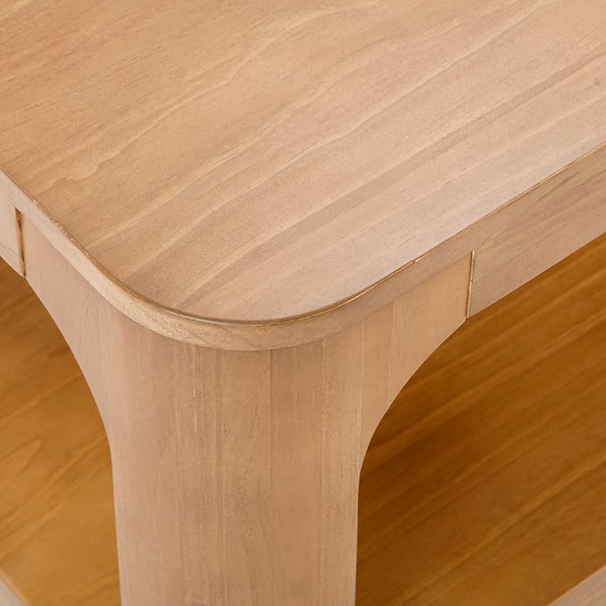 Plank+Beam Small Forma Coffee Table, Solid Wood 40 Inch Modern Coffee Table with Shelf, Contemporary Center Table with Storage Space, Rectangle Tea Table with Storage, Pecan