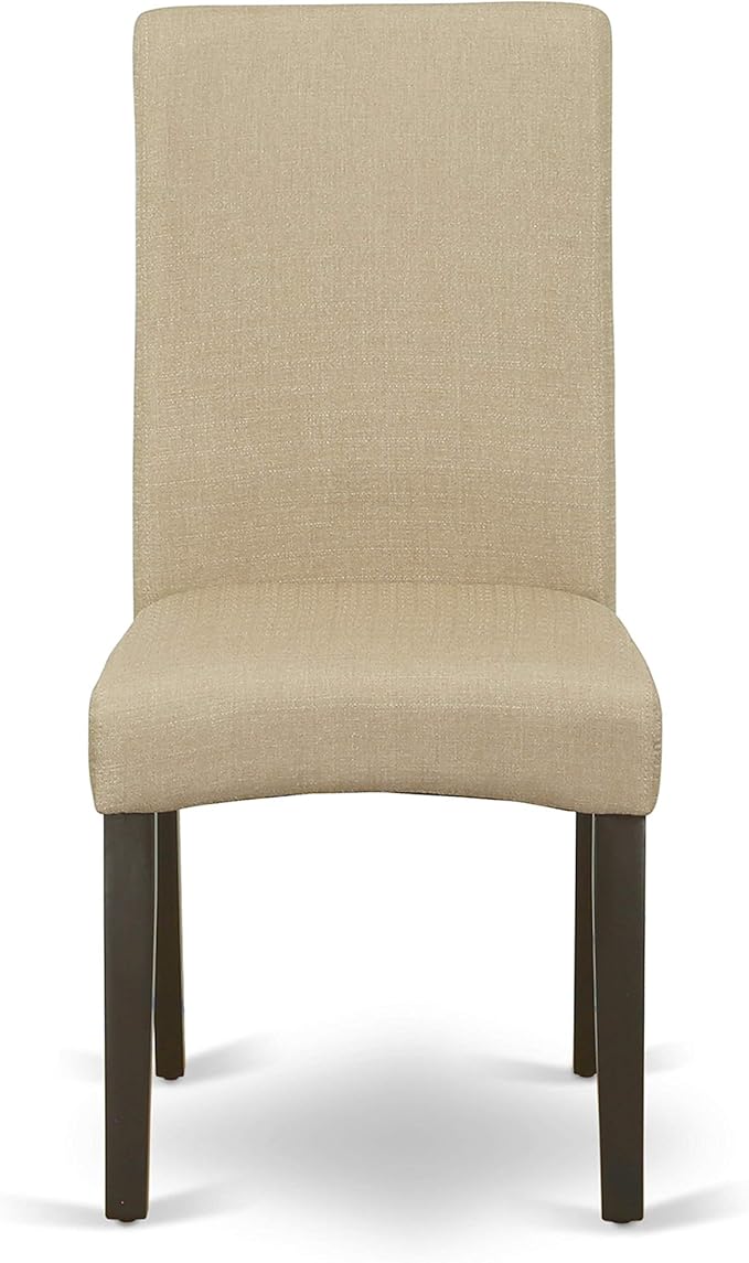 East West Furniture HEDR9-CAP-03 9 Piece Dining Room Table Set Includes a Rectangle Kitchen Table with Pedestal and 8 Brown Linen Fabric Parson Dining Chairs, 42x72 Inch, Cappuccino