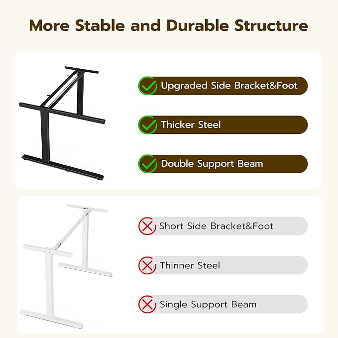 71 Inch L Shaped Standing Desk Adjustable Height, Electric Corner Standing Desk, Sit Stand Computer Table with Reversiable Splice Board, Rustic Brown
