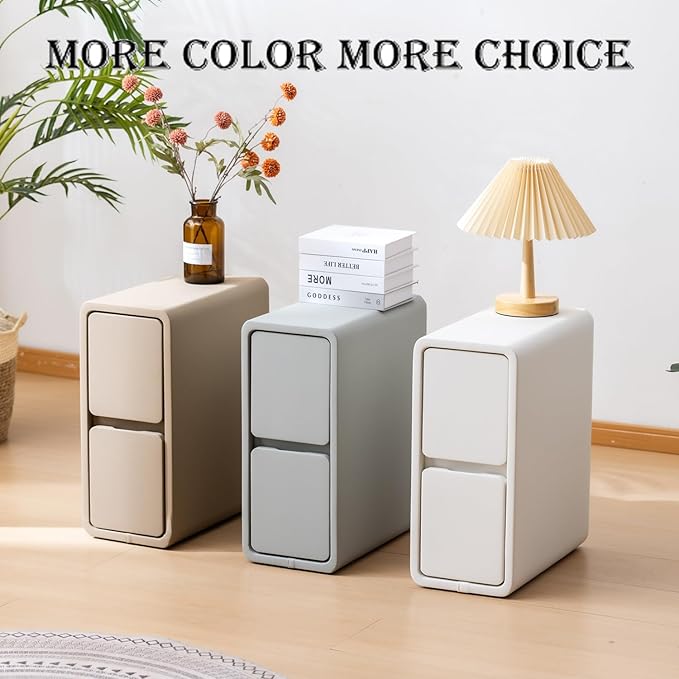 Narrow Nightstand, Solid Wood Night Stand for Small Spaces, Couch, Gray Color 11.81 in Wide