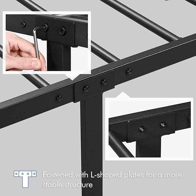 Yaheetech Metal Full Size Bed Frame, Platform Bed Frame, Mattress Foundation with Curved Design Headboard & Footboard, NO Box Spring Needed, Heavy-Duty Support, Easy Assembly, Full, Black