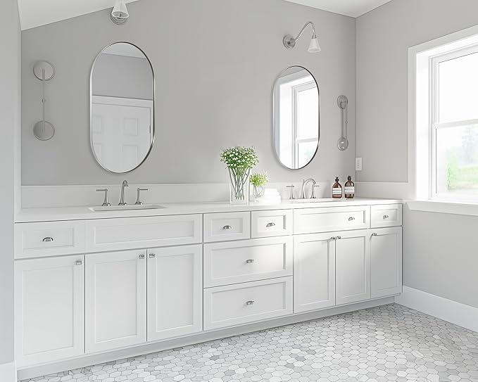 ANDY STAR Rustproof Chrome Oval Mirror for Bathroom, Oval Vanity Mirror for Wall, Polished Chrome Mirror SUS304 Metal Frame Mirror HD Glass Reflection 1’’ Deep Hang Vertically & Horizontally