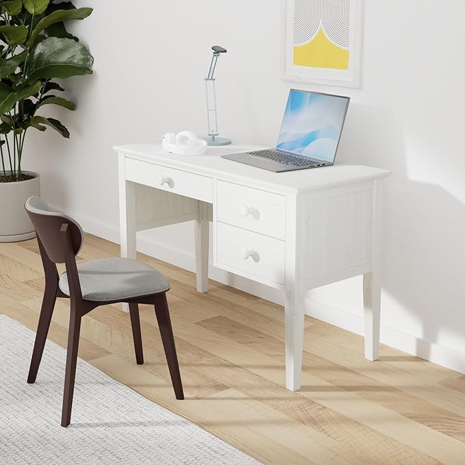 IC International Concepts, Brooklyn Desk, Solid Real Wood, Sturdy Parawood, DIY, Paint/Stain Ready, Unfinished