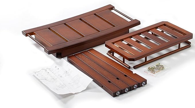 21" Teak Shower Bench for Inside – Luxury Spa-Style Comfort, FSC Certified Durable Teak Wood, Water-Resistant, Ergonomic Seat, Anti-Skid Stability and Enclosed Storage Shelf, 350 lbs Capacity