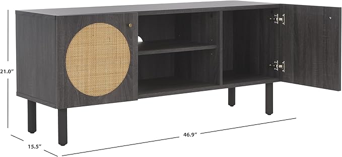 SAFAVIEH Home Collection Ophelia Distressed Black 2-Door 2-Shelf Entertainment Media Stand (Fits up to a 50" Flatscreen TV)