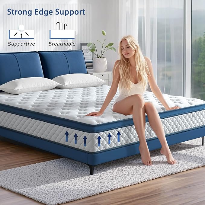 Full Size Mattress, 10 Inch Medium Firm Hybrid Full Bed Mattress, Memory Foam Mattresses in a Box for Pressure Relief, Individual Pocket Spring-Motion Isolation with Edge Support, CertiPUR-US