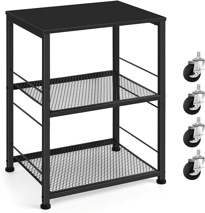 OYEAL Black Night Stand Industrial End Table with Storage Shelf Narrow Side Table for Small Spaces, Farmhouse Bedside Table for Living Room Bedroom, Stable Metal Frame (Black)
