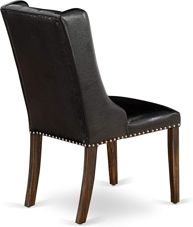 East West Furniture X777FO749-9 9 Piece Dining Table Set Includes a Rectangle Dining Room Table with X-Legs and 8 Black Faux Leather Parsons Chairs, 40x72 Inch, Multi-Color