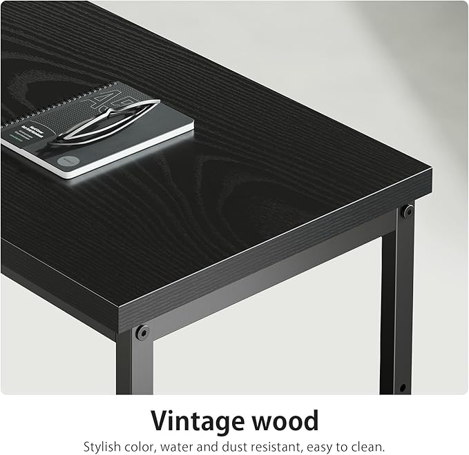 55" Computer Desk with Drawers, Desks for Bedrooms, Writing Desk with Storage, Work Desk for Small Space, Black