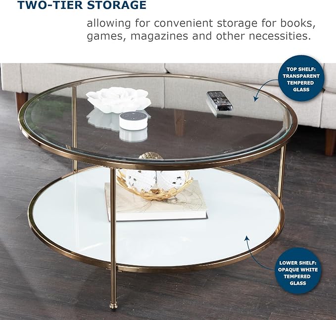 SEI Furniture Risa Cocktail Table, Gold, 34 in x 34 in x 18 in