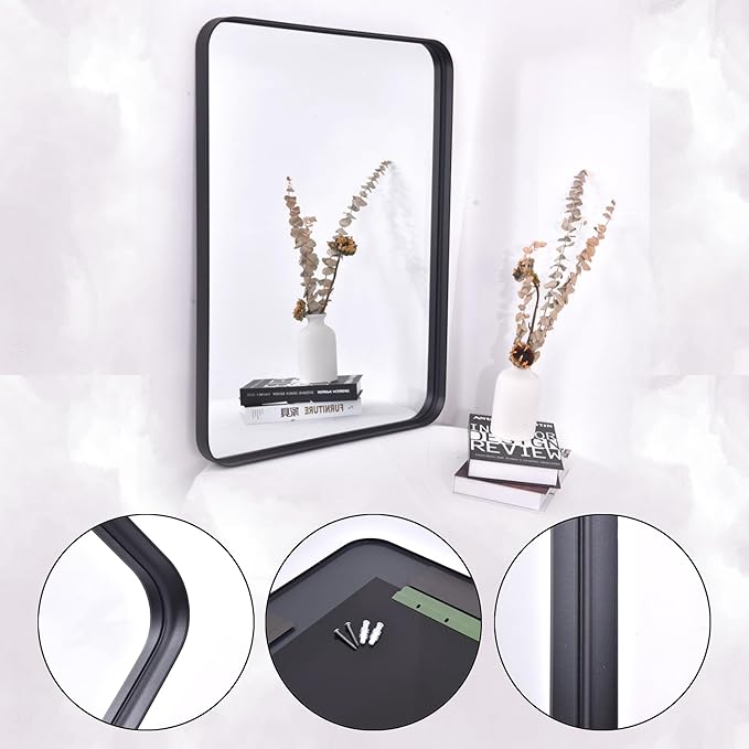 Black Mirror for bathroom30x55 inch,Black Frame Mirror,Bathroom Mirrors for Over Sink,Mirrors for Wall,Restroom Mirrors for Wall