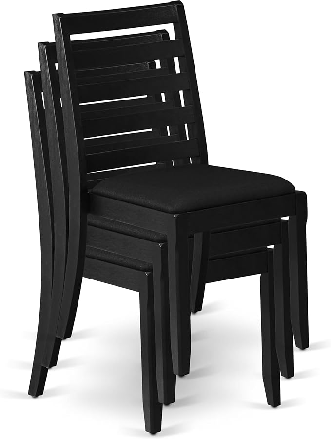 X07X1-B06-24 9-pc Modern Dining Room Table Set a Rectangular Dining Table and 2 wooden Benches and 7 Black Polyester Stackable Chair, 39x120 Inch, Wire Brushed Black