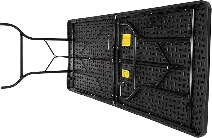 Everyday Home Folding Table - Lightweight Portable Folding Desk - 6-Foot-Long Plastic Table for Camping, Playing Cards, Parties, and Dining (Black)
