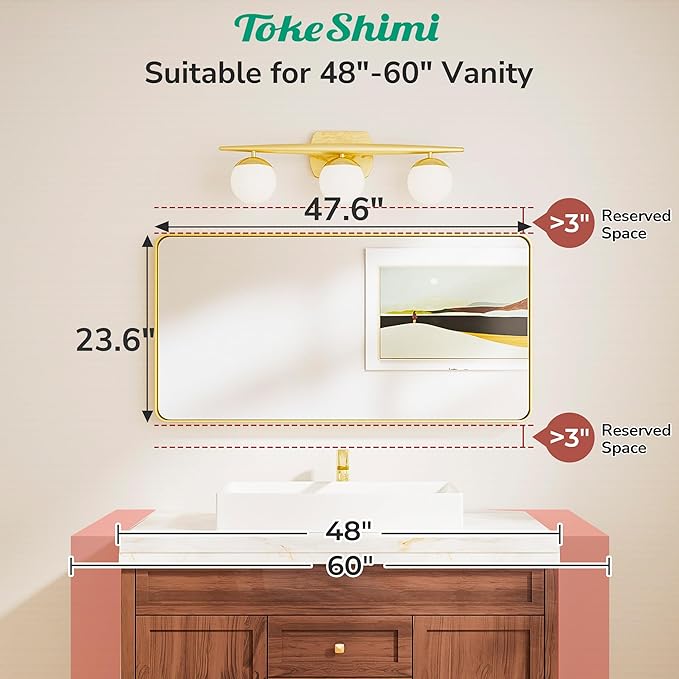 TokeShimi 48x24 Matte Black Bathroom Mirror for Over Sink,Bathroom Mirror Rectangle with Tempered Glass,Vanity Mirror with Seamless Aluminum Frame(Horizontal/Vertical)