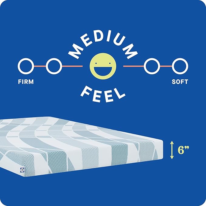 Sealy Dreamlife 6” Foam Mattress-in-a-Box, Twin XL, SealyComfort Gel Memory Foam, Surface-Guard Technology, Breathable Comfort