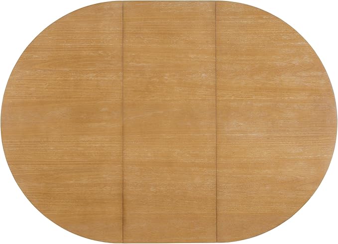 Ball & Cast Farmhouse Extendable Dining Table for 4-6, 42"-58" Extendable Kitchen-Table with a 16" Leaf, Round Ellipse Retro Wood Dining Room-Table w/Double Layer Base,Two Tone Color, Natural