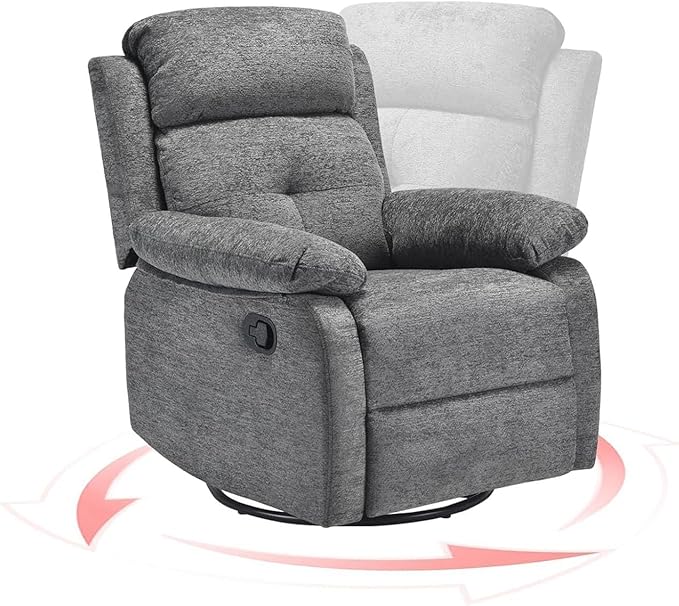 Swivel Rocker Recliner, 360 Swivel Small Recliners with 30 Degree, 90-150 Degree Angle, Lift Chair for Home Theater Seating, Adults, Living Room, Bedroom, Nursery, Limestone