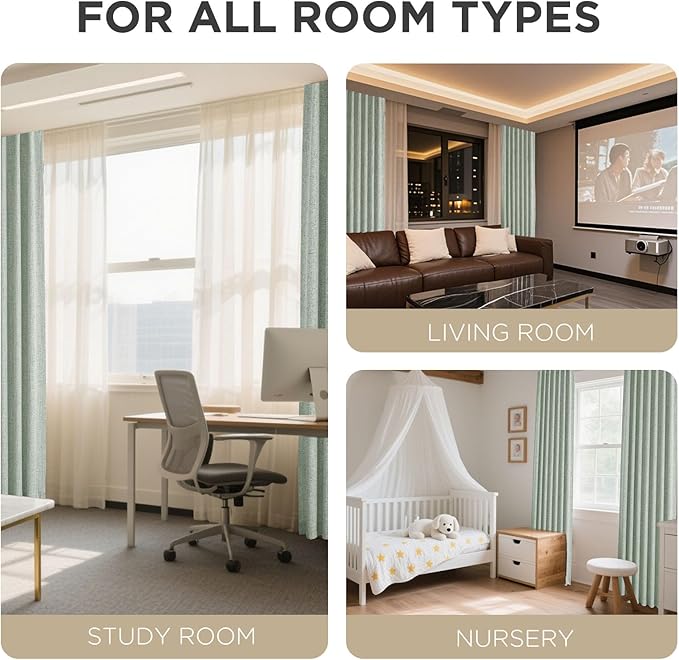 Joydeco 100% Blackout Curtains for Bedroom - Natural Linen Curtains 42" W x 72" L Long, Thermal Insulated 2 Panels Light Blocking Drapes, Rod Pocket & Back Tabs, Darkening Privacy for Living Room
