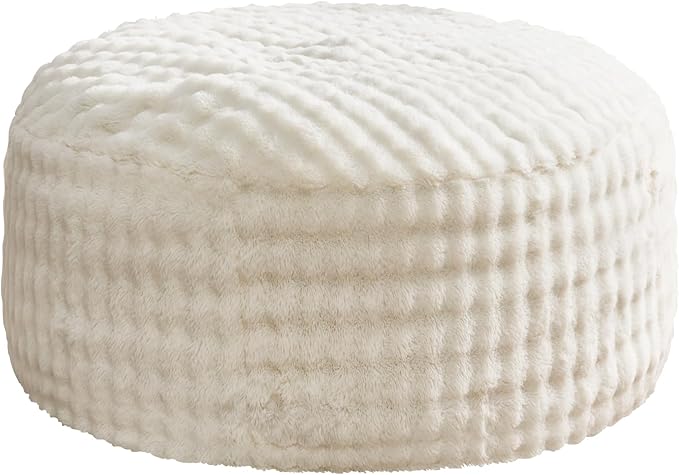 Hobestluk Bean Bag Chairs Beanbag Chair with Filler Adult Bean Bags with Fluffy & Machine Washable Cover, Giant Bean Bag Chairs for Adults (White, 3FT-36" x 36" x 22")