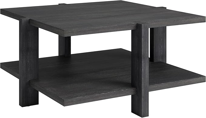 Henn&Hart 35" Wide Square Coffee Table in Charcoal Gray, for Home, Living Room, Bedroom, Entertainment Room, Office
