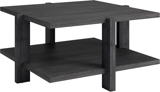 Henn&Hart 35" Wide Square Coffee Table in Charcoal Gray, for Home, Living Room, Bedroom, Entertainment Room, Office