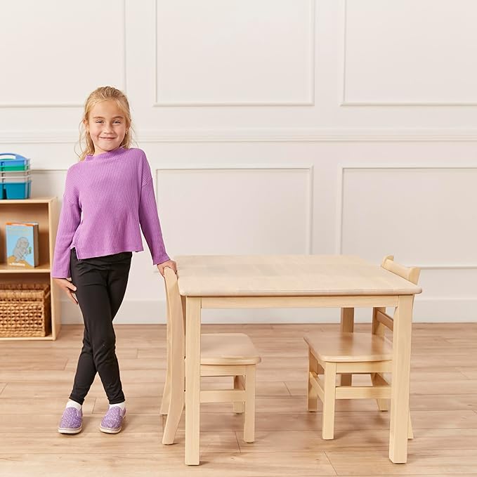 ECR4Kids 30in Square Hardwood Table with 22in Legs, Kids Furniture, Antique White