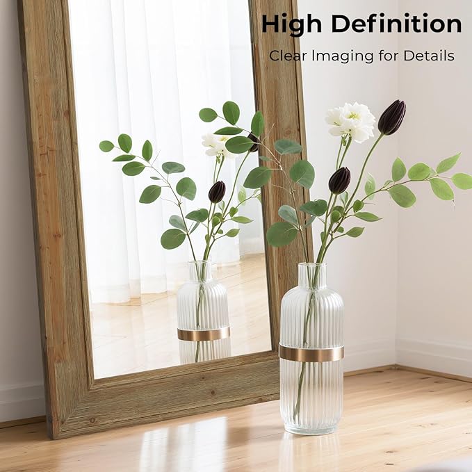 WallBeyond Full Length Mirror Rustic Wood Framed, 24 x 60 inch Farmhouse Wall Mounted Mirror Full Floor Mirror Hanging or Leaning Against Wall, Natural