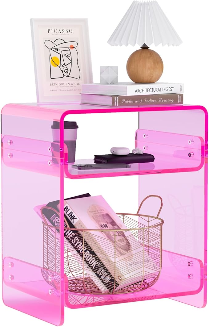 Clear Acrylic 3-Tier End Table/Nightstand – Sleek Bedside Storage with Durable Design, Perfect for Bedrooms, Living Rooms, or Modern Interiors – Ideal as a Bedside Table or Sofa Side Piece