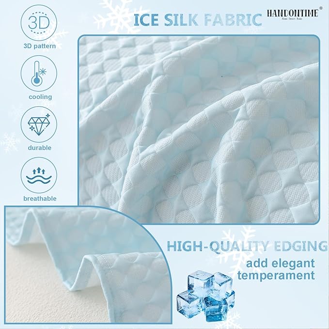 HANDONTIME Cooling Dog Couch Cover Ice Silk Washable & Breathable Pet Sofa Protector Durable Couch Covers for Sofa Pet Friendly Soft Dog Cooling Bed Cover Sofa Protector Covers (Baby Blue, 71"x118")