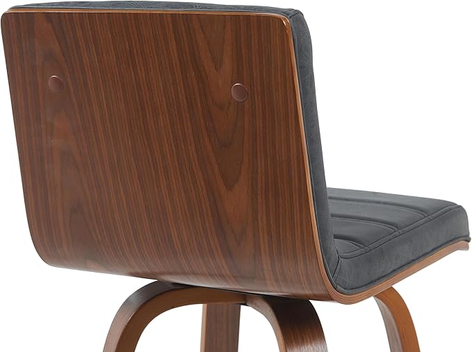 Vienna Modern Swivel Bar Height Stool with Vintage Black Upholstered Seat and Walnut Finished Wood Frame Set of 2
