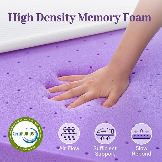 SINWEEK 3 Inch Gel Memory Foam Mattress Topper Twin XL Size for College Dorm, Ventilated High Density Pad for Back Pain, Bed Topper with Removable Soft Cover, CertiPUR-US Certified