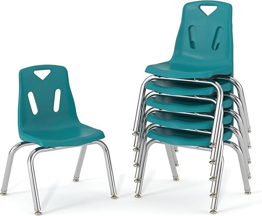 Berries Jonti-Craft 8146JC6005 Stacking Chairs with Chrome-Plated Legs, 16" Height, Teal, Pack of 6
