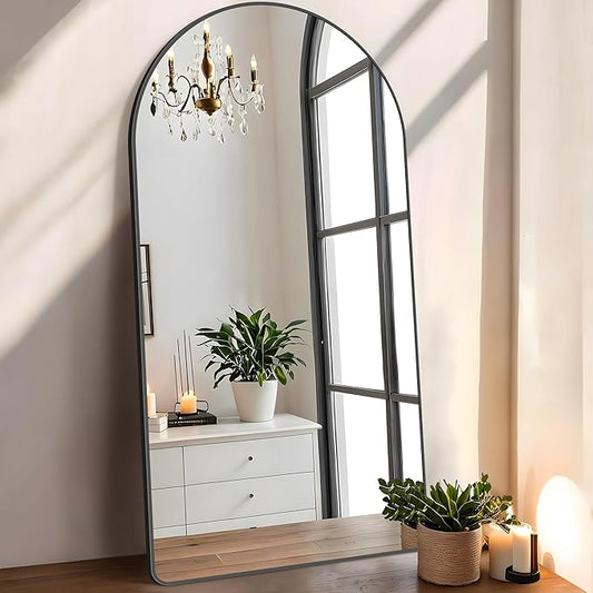FORBATH Arched Mirror 24x48 Inch, Black Arched Mirror Wall Mounted Modern Black Aluminum Frame Decor Large for Dresser Bedroom Living Room Entryway, Hanging or Leaning Against Wall
