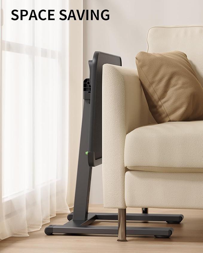 SAIJI Mobile TV Tray Table, Heavy Duty Metal TV Trays for Eating on Couch, Height & Angle Adjustable Desk for Bed, Sofa, Recliner, Portable Small Foldable Tables