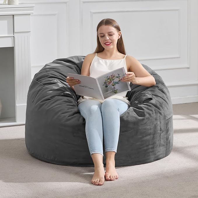 Hobestluk 3FT Bean Bag Chair Giant Bean Bag Chairs for Adults Large Bean Chairs with Removable Cover, Beanbag Chair with Filler, Adult Bean Bag Chairs for Living Room, Bedroom