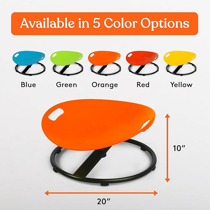 Special Supplies Smile Spinning Chair for Kids- Versatile Kids Sit and Spin Sensory Chair for Training Body Coordination for Playroom, Bedroom, or Nursery (Orange)