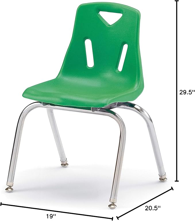 Berries Jonti-Craft 8146JC6119 Stacking Chairs with Chrome-Plated Legs, 16" Height, Green, Pack of 6