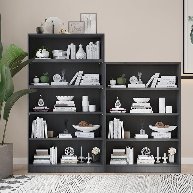 Wooden Bookcase with Adjustable Shelves, 4 Tier Wooden Bookshelf for Small Spaces, Office or Living Room, Modern Bookshelves Storage Rack, Manga Display Shelf,48 Inch,Cherry