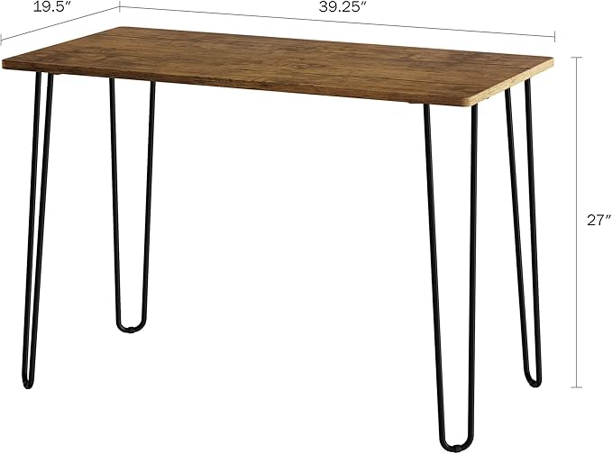 Desk with Hairpin Legs - Modern Industrial Style Home Decor - Woodgrain-Look and Steel Accent Home Office Furniture by Lavish Home (Brown)