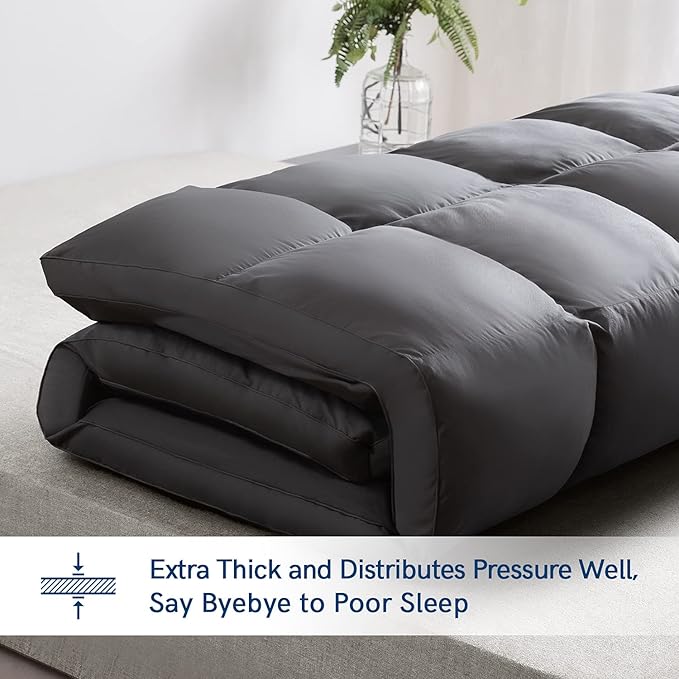 ELEMUSE Queen Grey Mattress Topper for Back Pain, Extra Thick Mattress Pad Cover, Plush Soft Pillowtop with Elastic Deep Pocket, Overfilled Down Alternative Filling