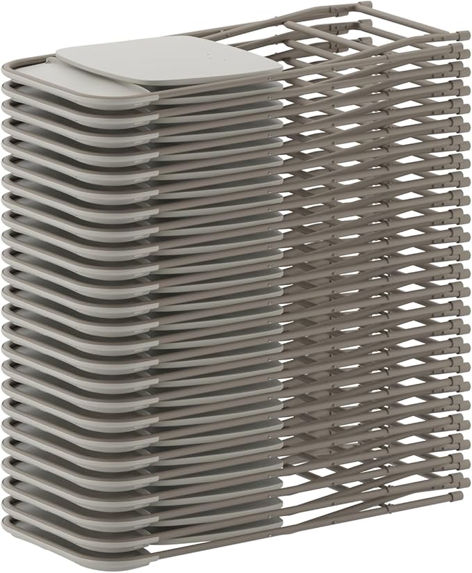 Flash Furniture Hercules Series Plastic Folding Chairs for Parties and Weddings, Stackable Commercial Event Seats, Set of 10, Beige