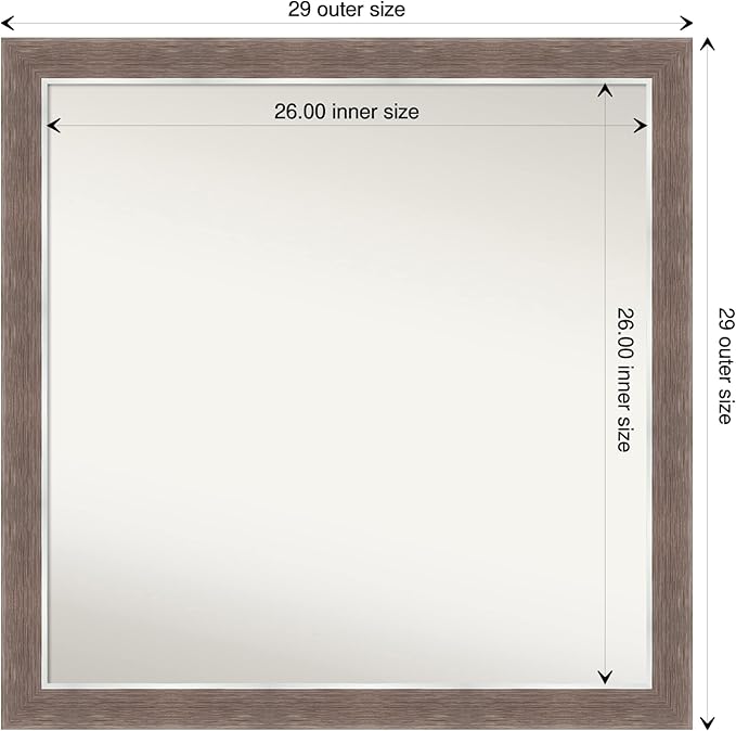 Amanti Art Brown Bathroom Mirror for Over Sink, 30x30 Noble Mocha Square Vanity Mirror, Large Casual Frame, Hangs Horizonally and Vertically, Bathroom Wall Decor, Non-Beveled Edge from WI, USA