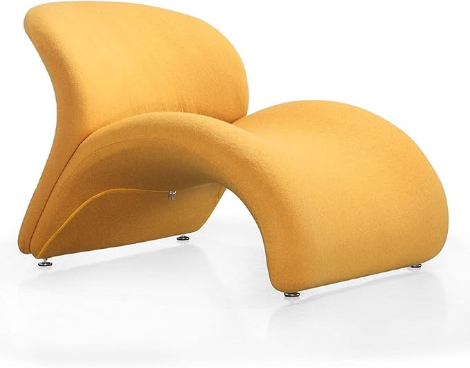 Manhattan Comfort Rosebud Modern Accent Chair Upholstered in Wool Blend, Ideal for Pop Living Room Usage, Abstract Lounge Seat with Metal Legs, Fully Assembled, Set of 1, Yellow