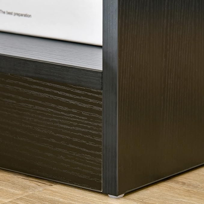 HOMCOM Modern Accent End Table with Drawer and Storage Shelf, Sofa Side Table for Living Room, Black Wood Grain