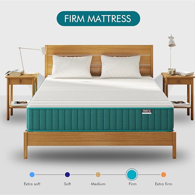 Firm Full Mattress, 10 inch Cooling-Gel Memory Foam & Pocket Spring Hybrid, Firm Feel, Full Size, CertiPUR-US Certified